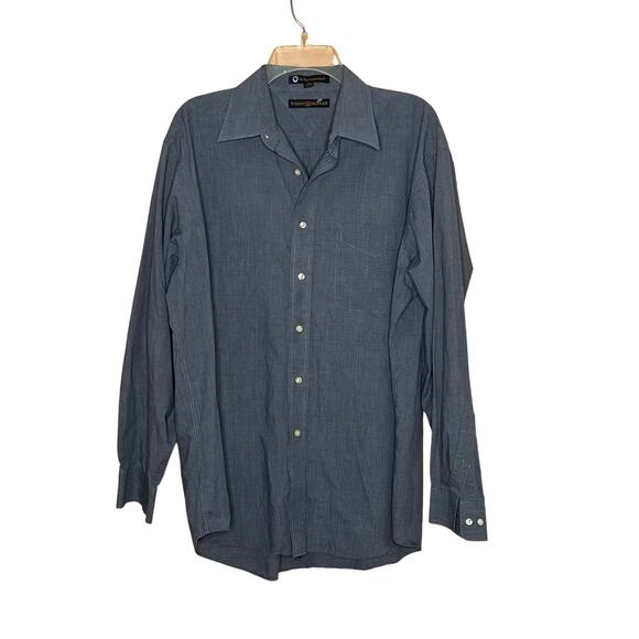 tommy hilfiger men button up shirt tlc the lifetime collar gray sz L 16 34-35 - Picture 1 of 7